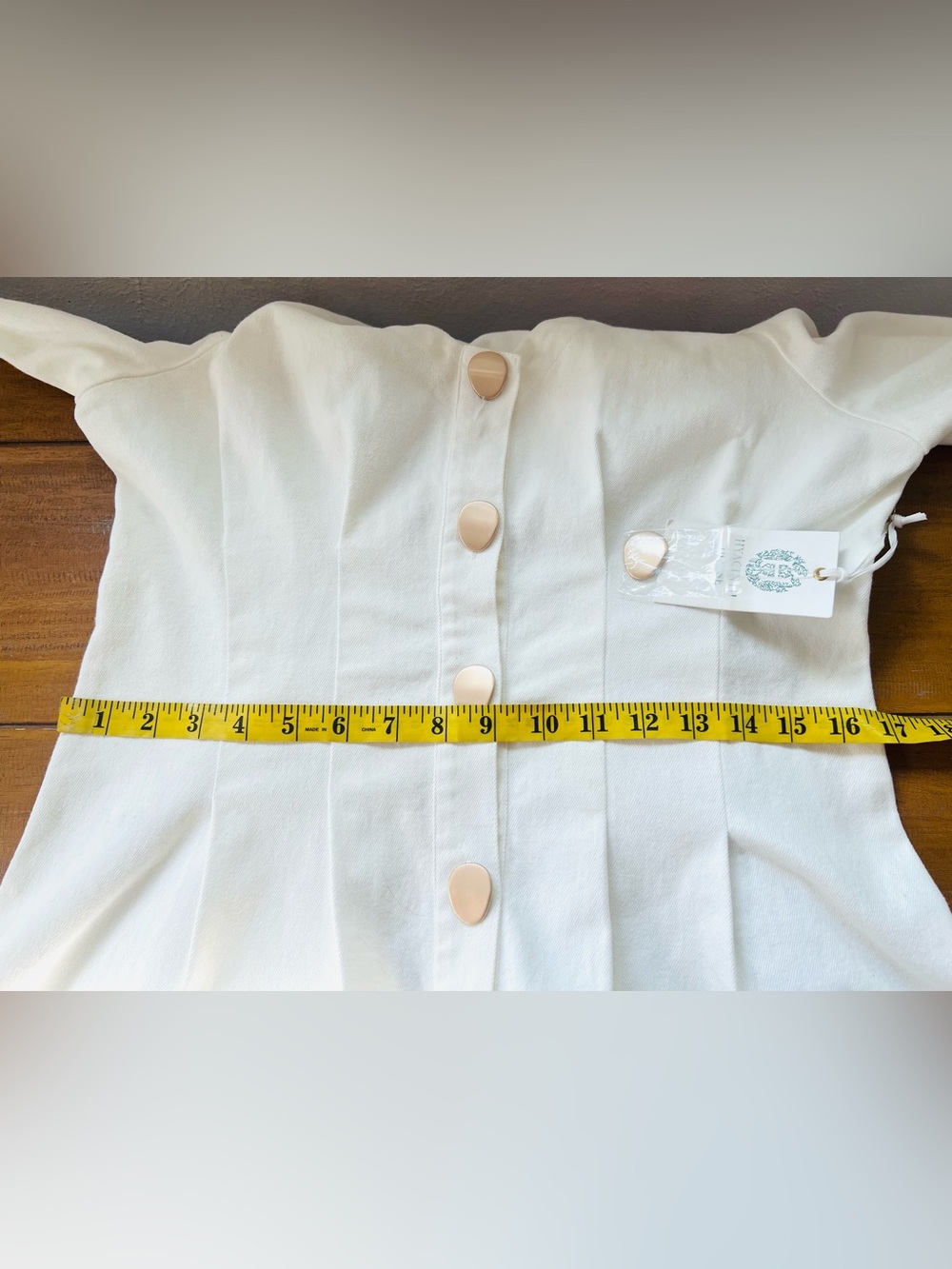 Tuckernuck Hyacinth House Emilia Dress White Denim Mini Size Large NWT - Picture 13 of 13